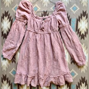 Pink Puff Sleeve Mini Dress